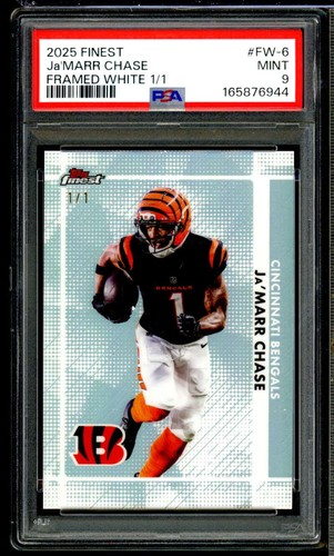 Ja'Marr Chase 2025 Finest Framed White (1/1) #FW-6 PSA 9