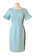 Talbots Jacquard Brocade Sheath Dress Women’s Sz 4 Blue Formal Mother Of Bride