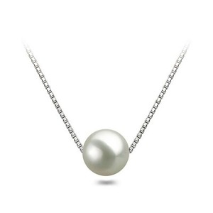 Authentic Freshwater Pearl Pendant AAAA Graded White Pearl Necklace Silver Settings