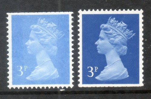 Machin 3p sin listar tono azul pálido MNH defecto de variedad 2 bandas de fósforo variedad 3