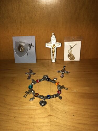 Jewelry Lot of 7. Religious, Cross, Necklace, Pen… - image 1