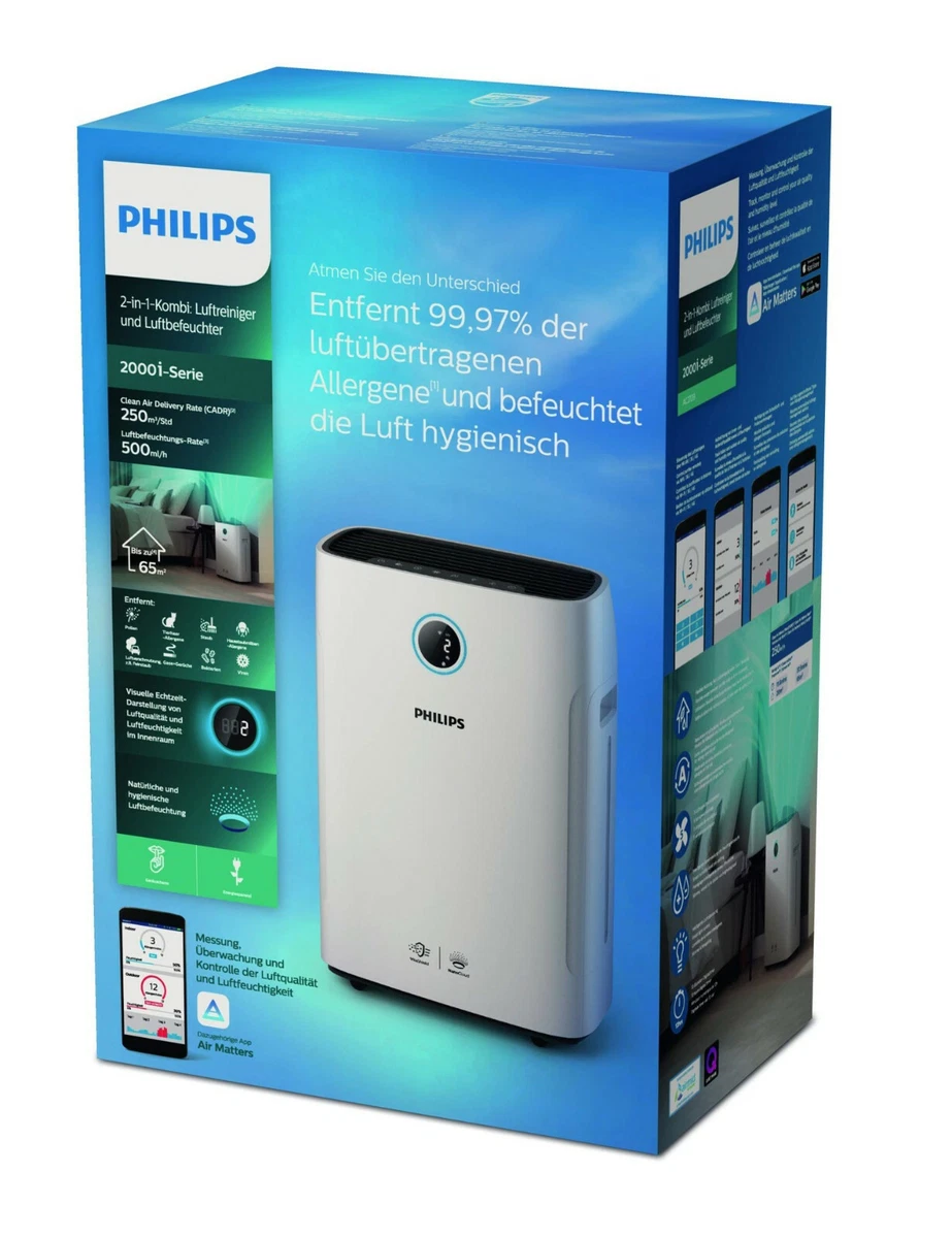 PHILIPS Luftreiniger & Luftbefeuchter 2in1 AC2729/10 HEPA Filter WLAN APP -  NEU 8710103865711