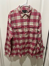 NWT Polo Ralph Lauren Polo Country Red Beige Flannel Button Front Shirt Sz Large