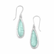 Sterling Silver Ancient Roman Glass Pear Drop Earrings