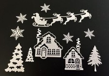 Christmas Die Cuts Santa over Christmas Town 3 Sets White Cardstock