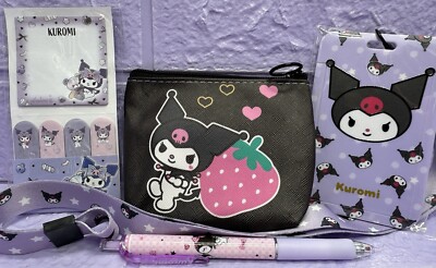Kuromi Sanrio Handtasche Schlüsselband süß Memo Haftnotiz Set Stift kleines Geschenkpaket