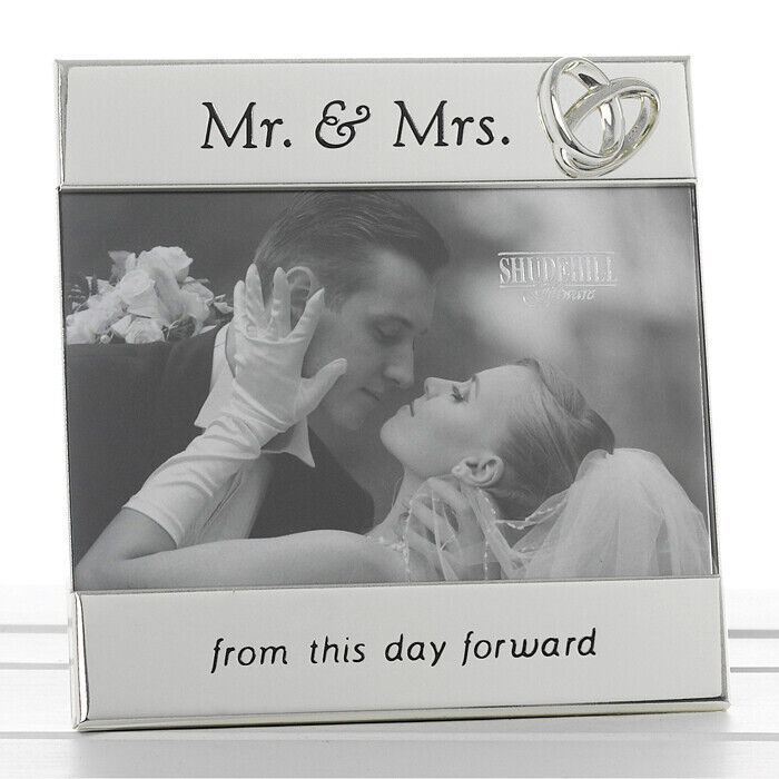 Shudehill Giftware Wedding Message Photo Frame 6"" x 4"" - Mr & Mrs