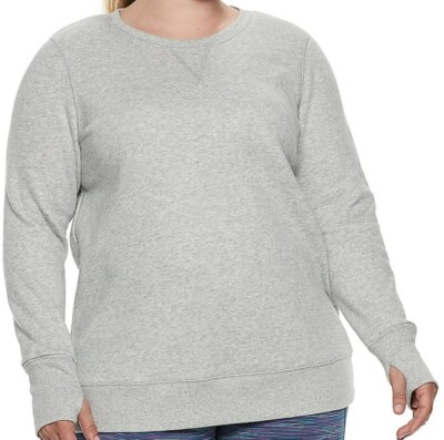 Tek Gear fleece sweatshirt with thumb holes NWT womens plus 1X zinc gray  heather | eBay