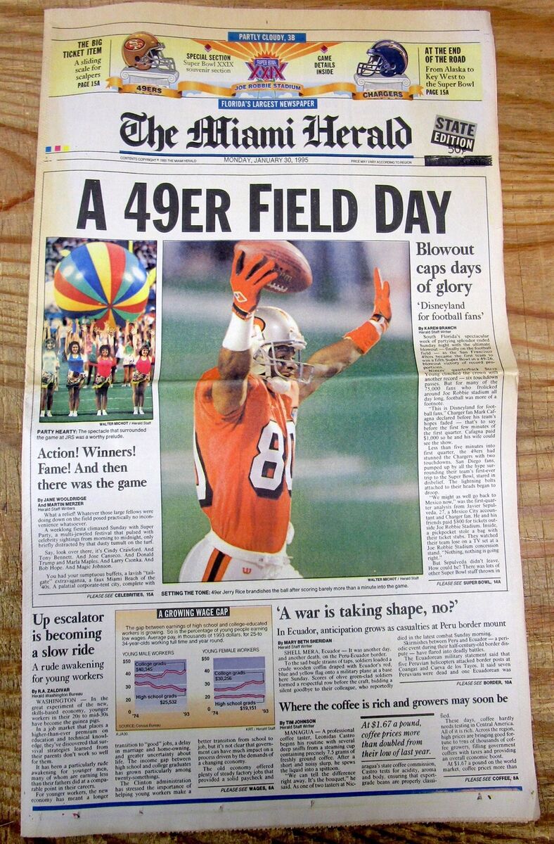 1995 newspaper SAN FRANCICO 49ers WIN SUPER BOWL XXIX NFL Football