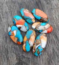NATURAL SPINY OYSTER COPPER TURQUOISE CABOCHON LONG OVAL SHAPE LOOSE GEMSTONE