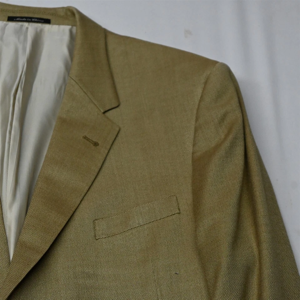 Blazer Traje Chaqueta Abrigo Murano 48R Dorado Tejido de Cesta Lana Seda Para Hombre Foto 2 de 4
