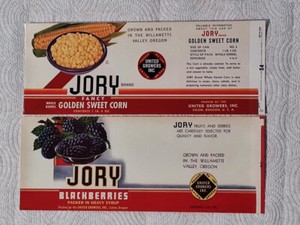 10 Jory Vintage Can Label Tomato, Peaches, Corn, Purple Plums, Black Berries