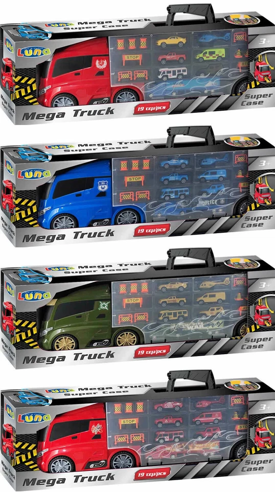 DIAKAKIS Luna Mega Truck 58 cm LKW Tragekoffer 19-tlg. Autos Helikopter und Zubehör