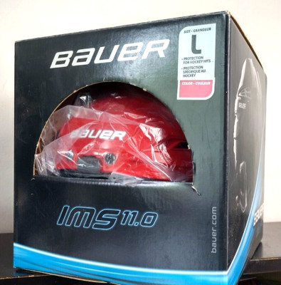 New Bauer IMS 7.0/IMS 11.0 Red Ice Hockey Helmet, Men's Large with Box