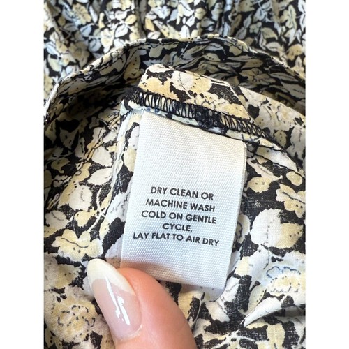 Apiece Apart Women's Size XS Black Beige Cobano Floral Mini Dress Split Neck - 第 15/15 張圖片