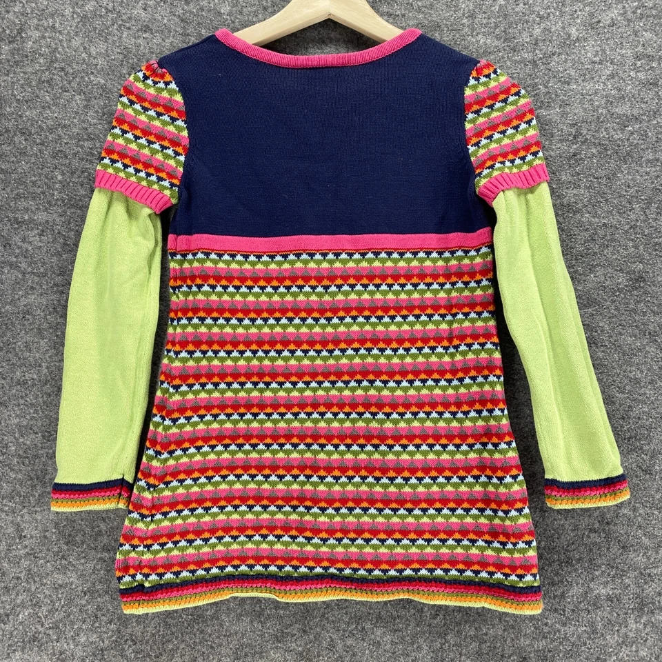 Hanna Andersson Sweater Pullover Girls M Medium Pink Striped Knit Cotton Casual - Image 2 of 4