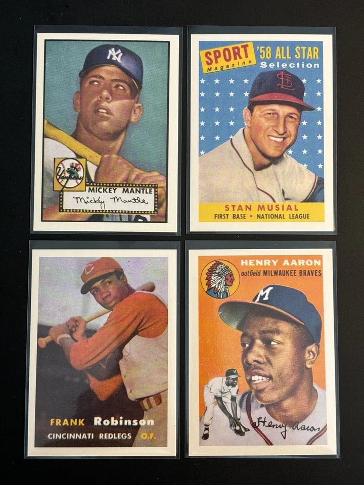 MANTLE ROBINSON MUSIAL AARON LOT (4) 1991 TOPPS PROMOTIONAL BASEBALL CARDS - Image 4 of 4