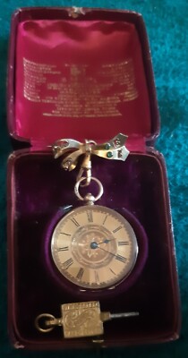 Antique 9ct Rose Gold Nurses Fob Watch with Gold Bow Pin in Original Case  UK