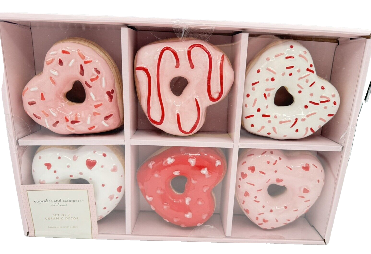 Cupcakes And Cashmere Heart Shaped Donuts Set Valentines Birthday Christmas