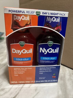 Vicks DayQuil & NyQuil Cold & Flu Medicine Liquid Cherry 24 fl oz - EXP 3/2026