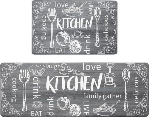 anti Fatigue Kitchen Rug Set of 2 Non Slip Cushioned Kitchen Mats for Floor W...