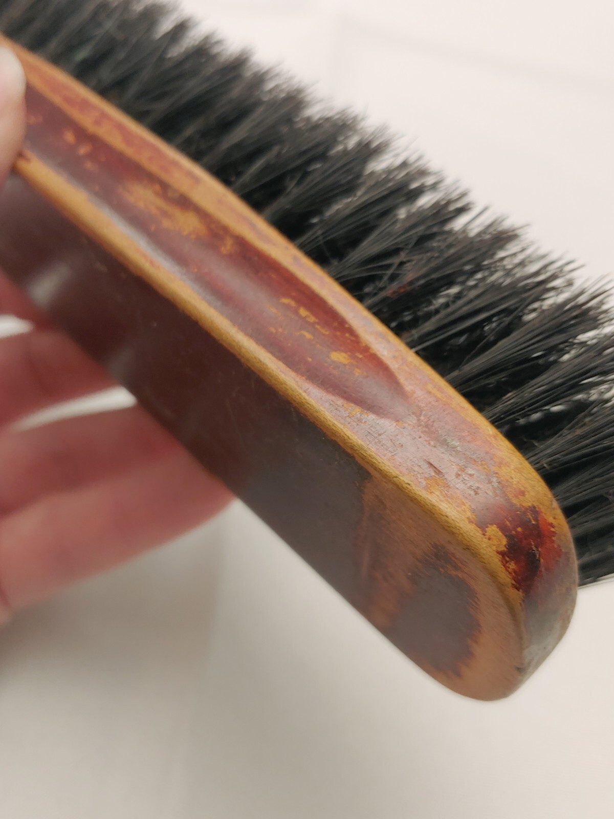 Vintage Shoe Shine Brush Wooden Horse Hair Gem
