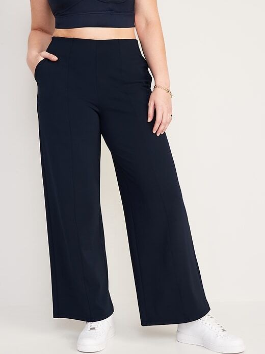New High-Waisted PowerSoft Wide-Leg Navy Pants for Women size XL