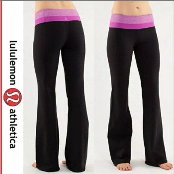 Lululemon Athletica Pink Black Flare Leg Yoga Pant size 4 ...