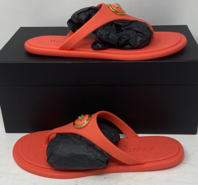 Versace Medusa Flip Flop Sandals Coral Gold with Dust Bag  display picture 3