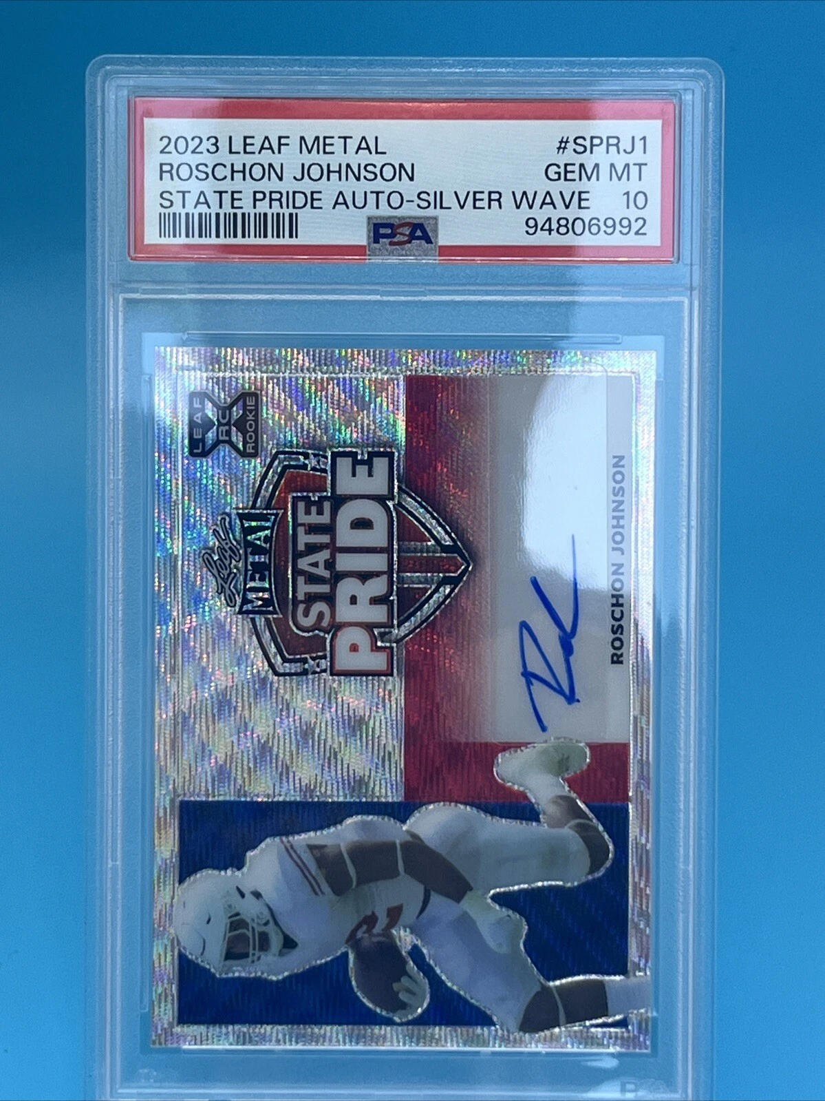 Roschon Johnson Leaf Metal State Pride Autographs #SPRJ1 Silver Wave
