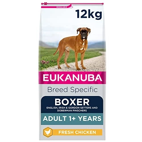 Eukanuba Complete Dry Dog Food for Adult Boxer Breed Types with Fresh Chicken 12