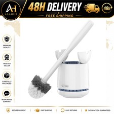 Toilet Bowl Brush Holder Set White Long Handle Replaceable Head MR.SIGA