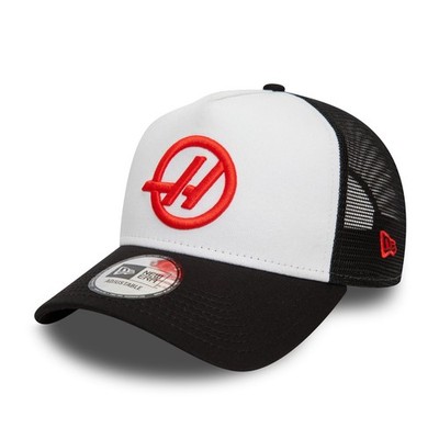 New Era Erwachsene Haas F1 Trucker Cap / Schwarz Weiß / UVP 32£