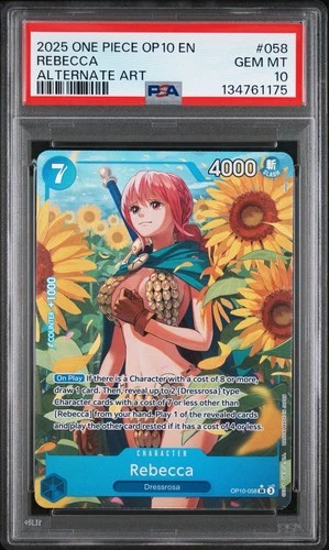 PSA 10 - Rebecca 2025 One Piece Royal Blood OP10 EN #058 Alternate Art OP10-058