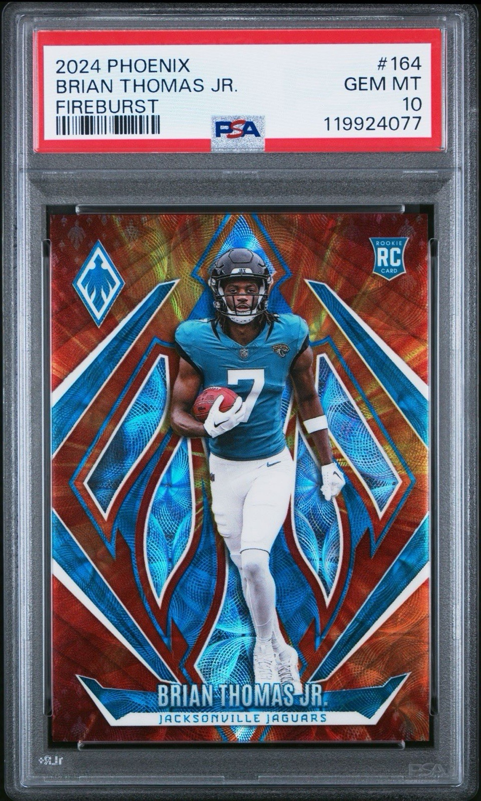 Brian Thomas Jr. 2024 Panini Phoenix Fireburst Prizm 110/350 PSA 10 #164 Rookie