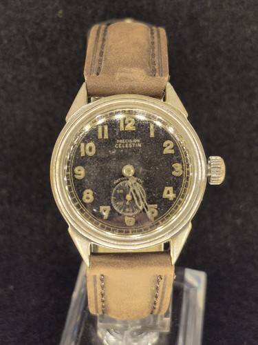 Vintage Precision Celestin WW2 Era Wristwatch Runs!