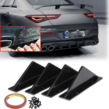 4X Universal Rear Bumper Diffuser Spoiler Lip Splitter Shark Fin Trim Cap Covers