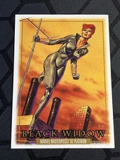 2024 SkyBox Marvel Masterpieces 92 Platinum Black Widow #3 Leather