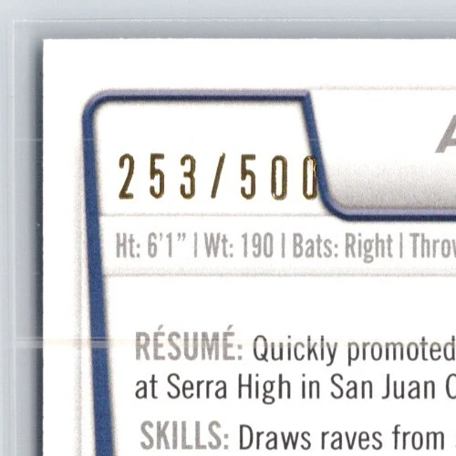 2012 Bowman Prospects Blue Austin Hedges BP89 #'d/500 - Image 3 of 3