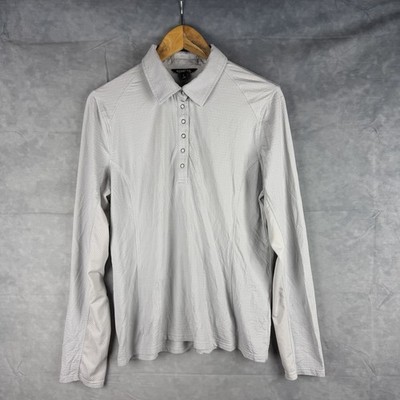 Kerrits Shirt Womens Large Equestrian Riding Mesh Panel Long Sleeve Stretch Gray