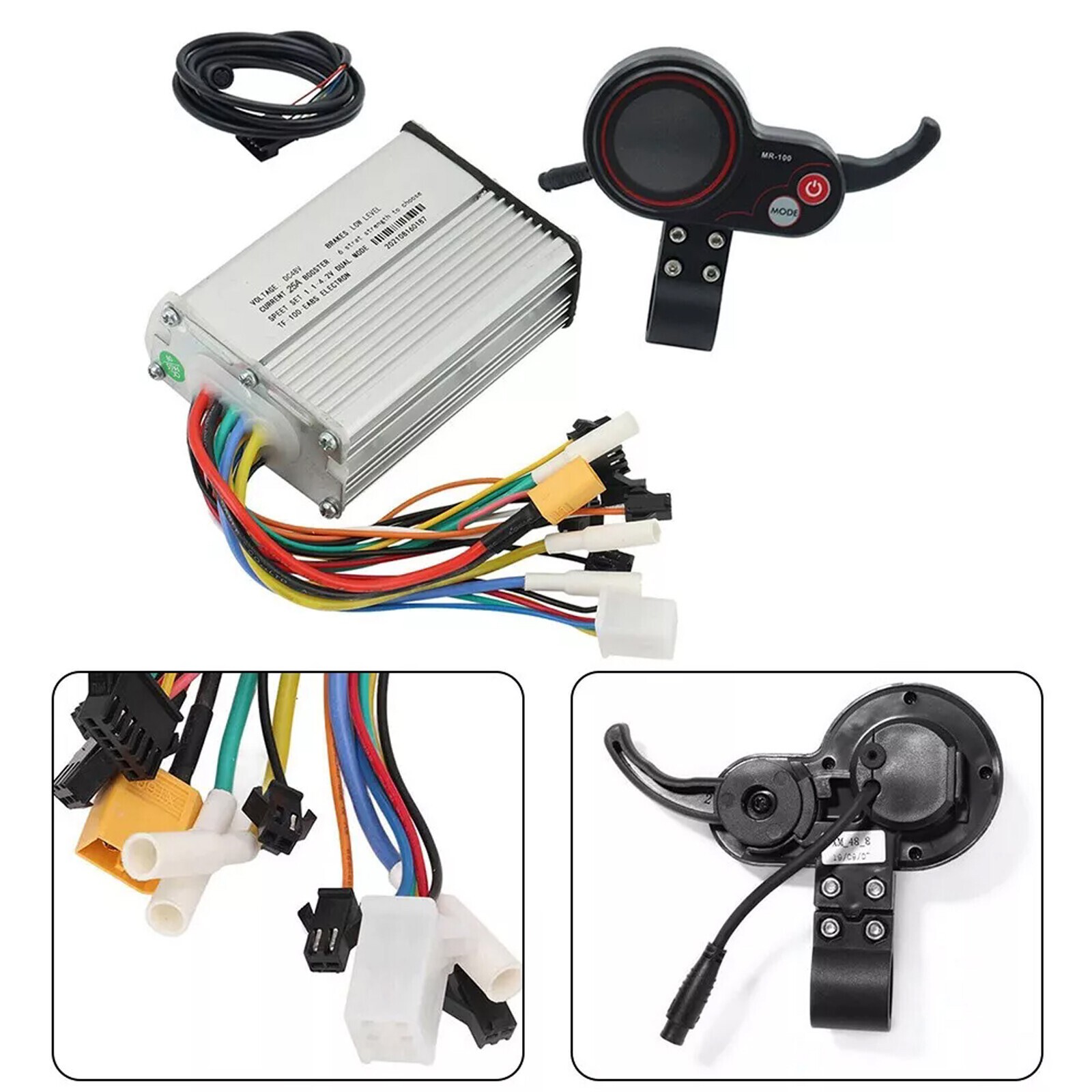 1200W 48V-25A Brushless Motor Controller + LCD Display + 6 Pin Cable For Scooter