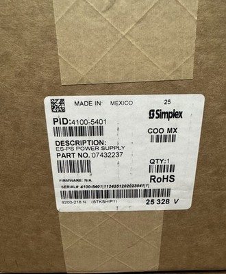 Simplex 4100-5401 Fire Alarm Control Panel ES-PS ESPS Power Supply 07432237 Tyco