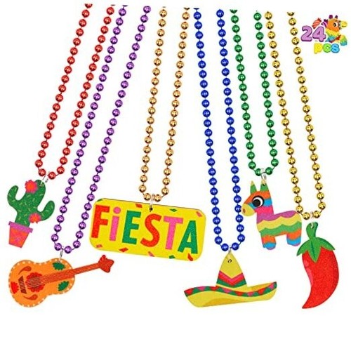 24 PCS Cinco de Mayo Necklaces Bead, Fiesta Beaded Necklace for Mexican