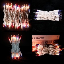 35 Count Red White Blue Patriotic Mini String Lights