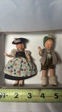 Lot 2 German Celluloid Dolls Bavarian Folk Costume 4" Boy Girl