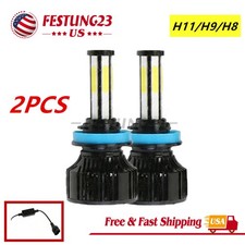 6-sides H11/H9/H8 LED Headlight High/Low Beam Bulbs Super Bright 6500K 3600000LM