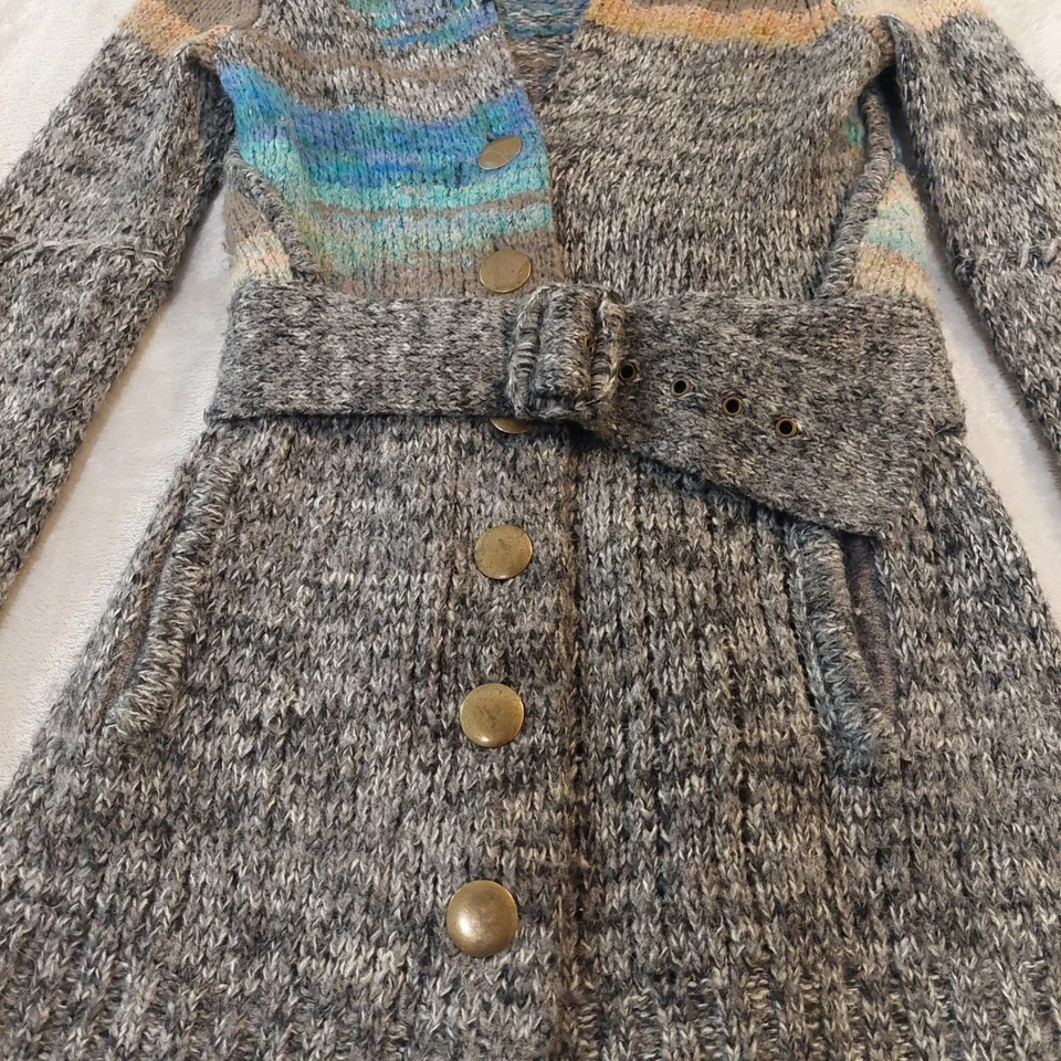 anthropologie Sleeping On Snow Belted Knit Cardigan Sweater Multi Stripe Size S - Image 3 of 4