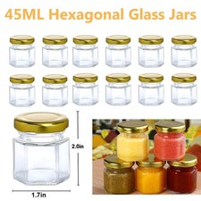 45ml Glass Jars Small Hexagon Jar with Lid Spice Herb Jam Honey Airtight Bottles