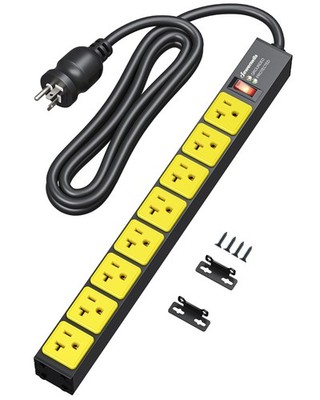 DEWENWILS 20A Industrial Power Strip 8 Outlets 600J Surge 12AWG Aluminum