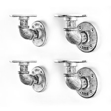 Pipe Shelf Bracket Industrial DIY White Antique Iron Pipe Brackets Hanging Wa...